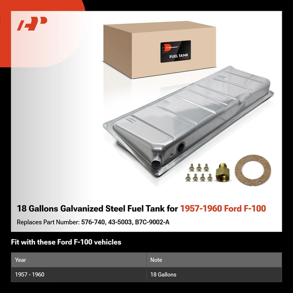18 Gallons Galvanized Steel Fuel Tank for 1957-1960 Ford F-100