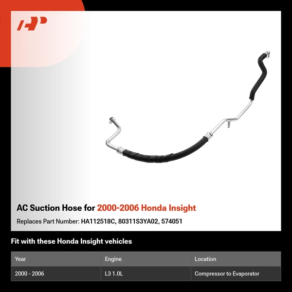 AC Suction Hose for 2000-2006 Honda Insight