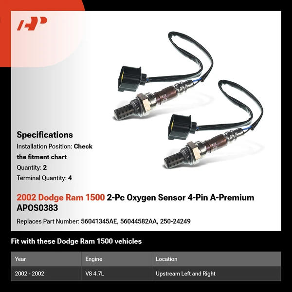 2002 Dodge Ram 1500 2-Pc Oxygen Sensor 4-Pin A-Premium APOS0383