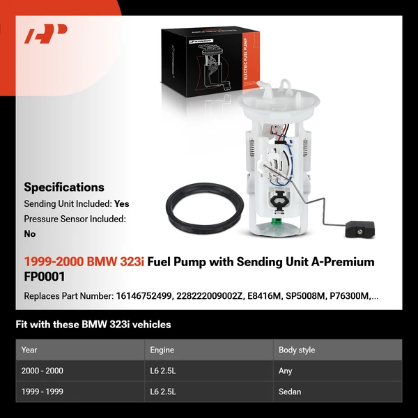 1999-2000 BMW 323i Fuel Pump with Sending Unit A-Premium FP0001