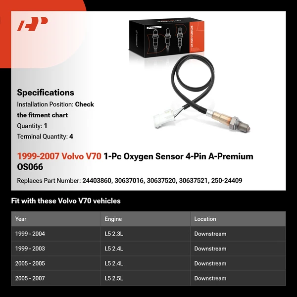 1999-2007 Volvo V70 1-Pc Oxygen Sensor 4-Pin A-Premium OS066