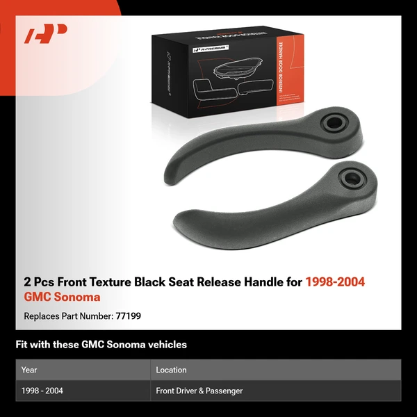 2 Pcs Front Texture Black Seat Release Handle for 1998-2004 GMC Sonoma