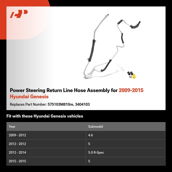 Power Steering Return Line Hose Assembly for 2009-2015 Hyundai Genesis