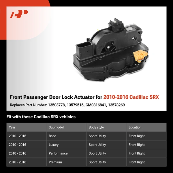 Front Passenger Door Lock Actuator for 2010-2016 Cadillac SRX