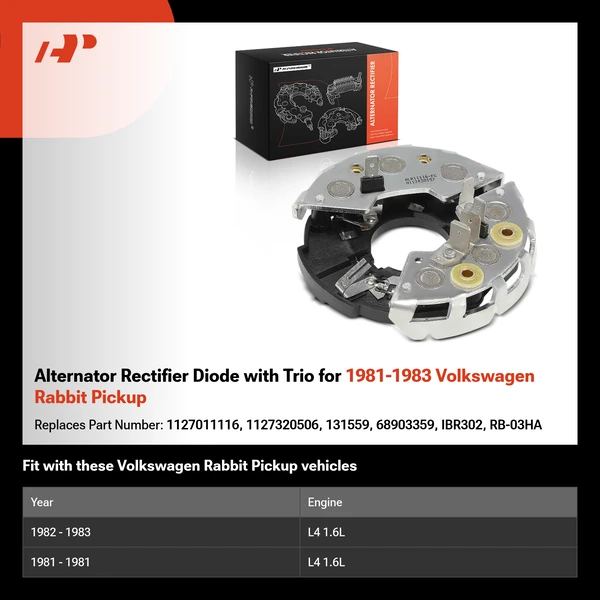Alternator Rectifier Diode with Trio for 1981-1983 Volkswagen Rabbit Pickup