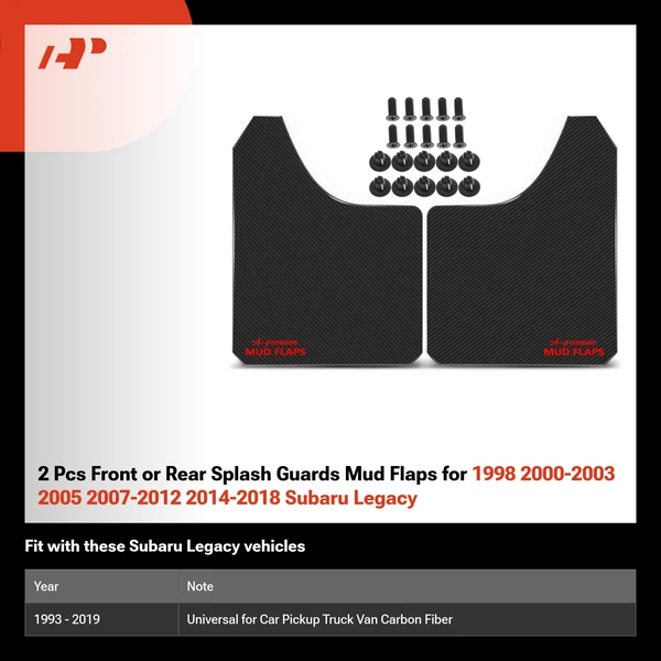 2 Pcs Front or Rear Splash Guards Mud Flaps for 1998 2000-2003 2005 2007-2012 2014-2018 Subaru Legacy