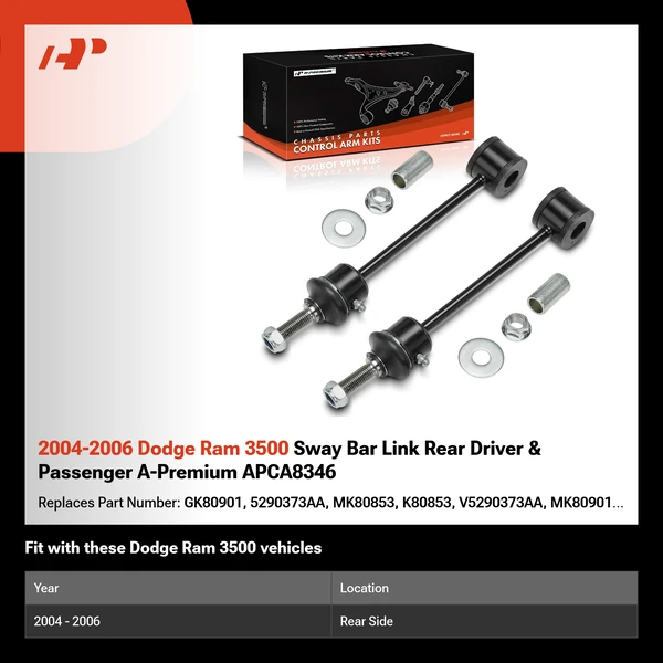 2004-2006 Dodge Ram 3500 Sway Bar Link Rear Driver & Passenger A-Premium APCA8346