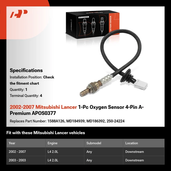 2002-2007 Mitsubishi Lancer 1-Pc Oxygen Sensor 4-Pin A-Premium APOS0377