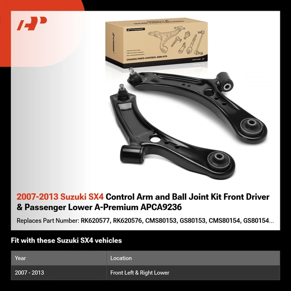 2007-2013 Suzuki SX4 Control Arm and Ball Joint Kit Front Driver & Passenger Lower A-Premium APCA9236