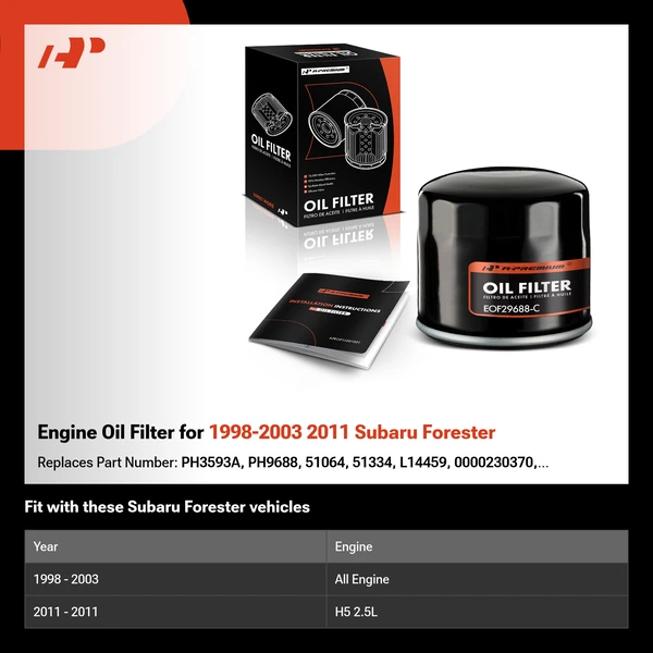 Engine Oil Filter for 1998-2003 2011 Subaru Forester