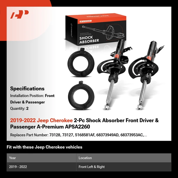 2019-2022 Jeep Cherokee 2-Pc Shock Absorber Front Driver & Passenger A-Premium APSA2260