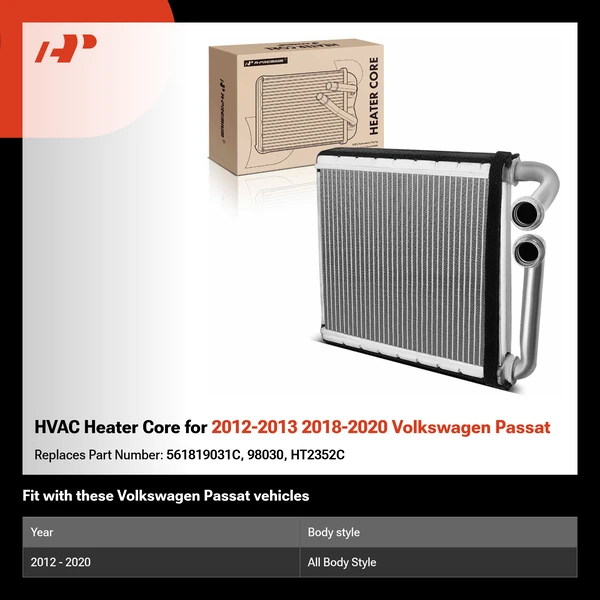 HVAC Heater Core for 2012-2013 2018-2020 Volkswagen Passat