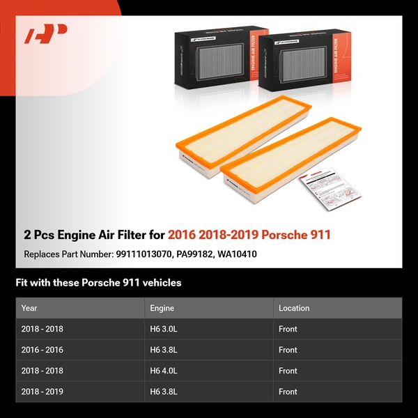 2 Pcs Engine Air Filter for 2016 2018-2019 Porsche 911
