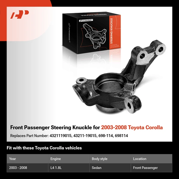 Front Passenger Steering Knuckle for 2003-2008 Toyota Corolla
