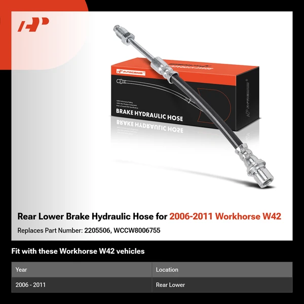Rear Lower Brake Hydraulic Hose for 2006-2011 Workhorse W42
