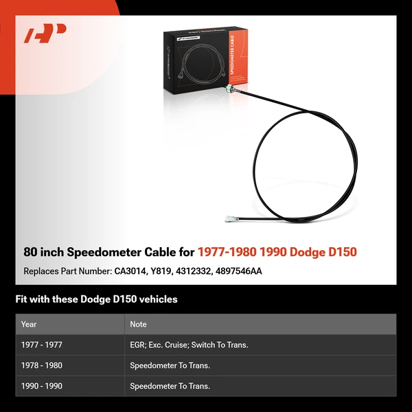 80 inch Speedometer Cable for 1977-1980 1990 Dodge D150