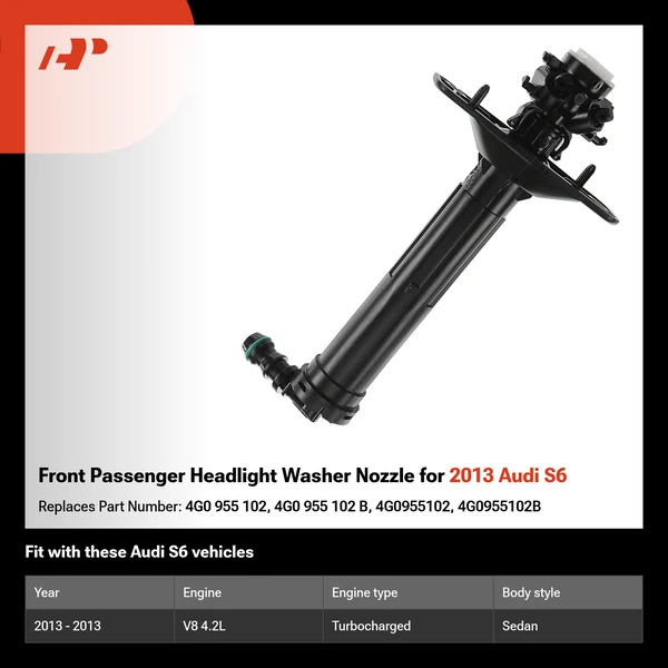 Front Passenger Headlight Washer Nozzle for 2013 Audi S6