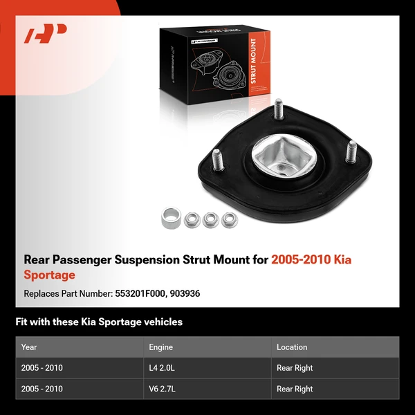 Rear Passenger Suspension Strut Mount for 2005-2010 Kia Sportage
