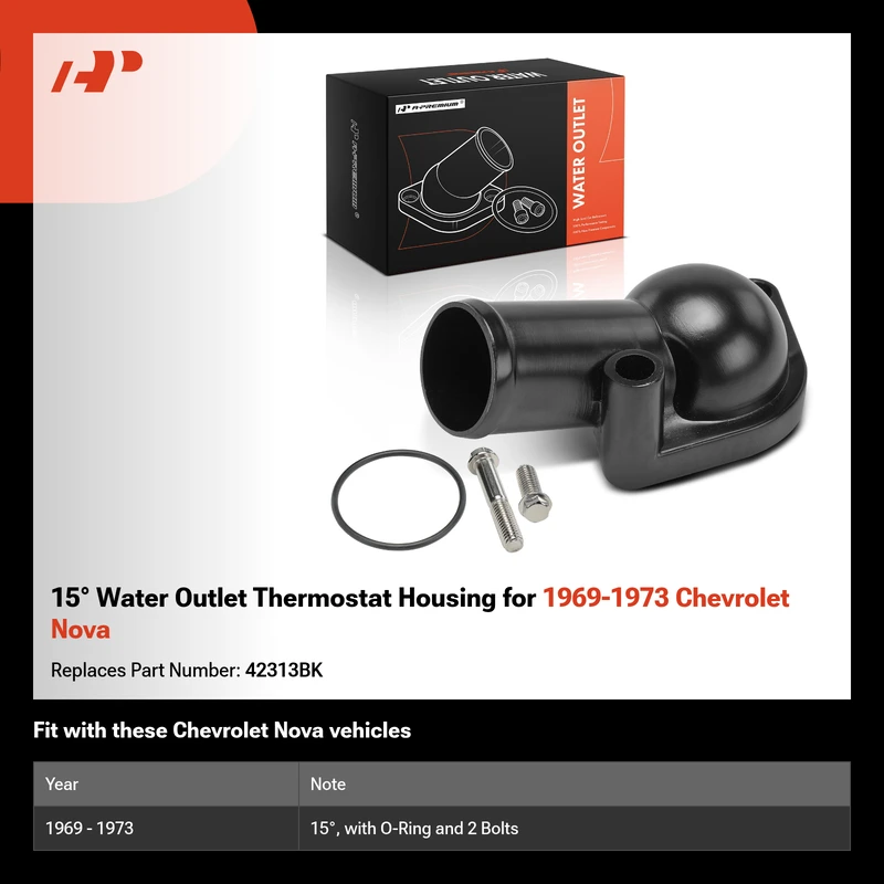15° Water Outlet Thermostat Housing for 1969-1973 Chevrolet Nova