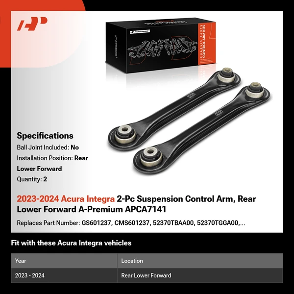 2023-2024 Acura Integra 2-Pc Suspension Control Arm, Rear Lower Forward A-Premium APCA7141