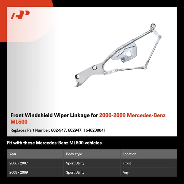 Front Windshield Wiper Linkage for 2006-2009 Mercedes-Benz ML500