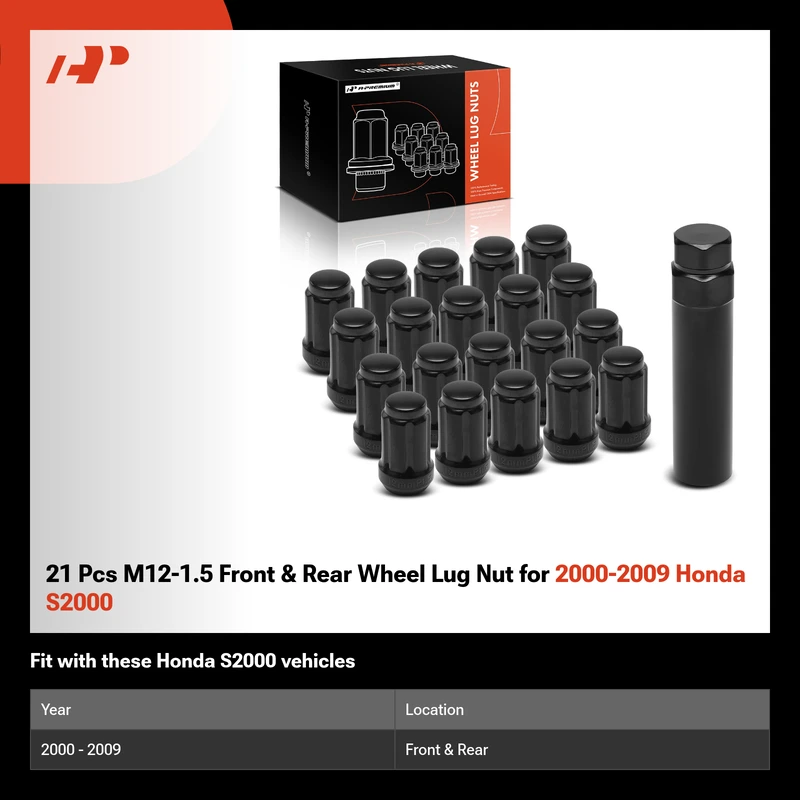 21 Pcs M12-1.5 Front & Rear Wheel Lug Nut for 2000-2009 Honda S2000