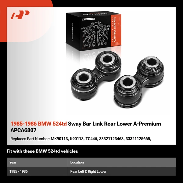 1985-1986 BMW 524td Sway Bar Link Rear Lower A-Premium APCA6807