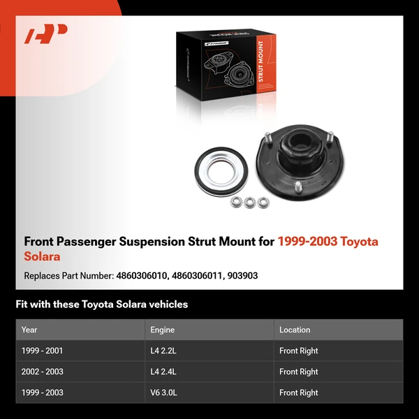 Front Passenger Suspension Strut Mount for 1999-2003 Toyota Solara