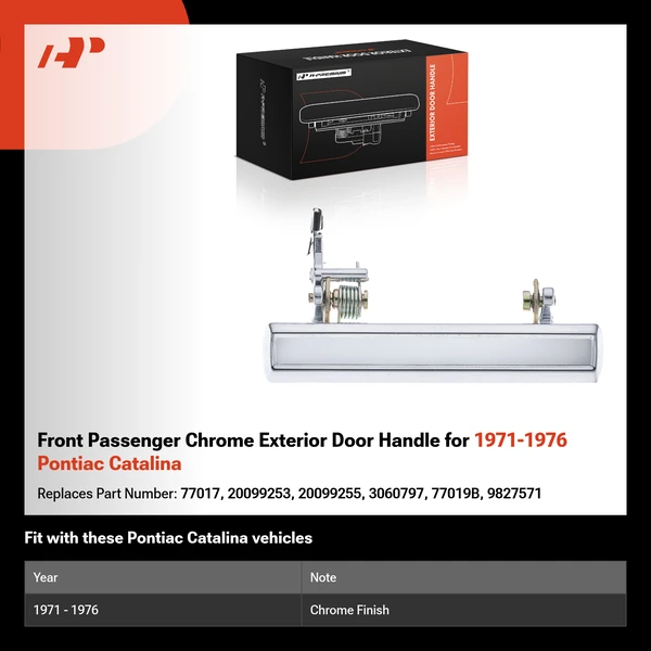 Front Passenger Chrome Exterior Door Handle for 1971-1976 Pontiac Catalina