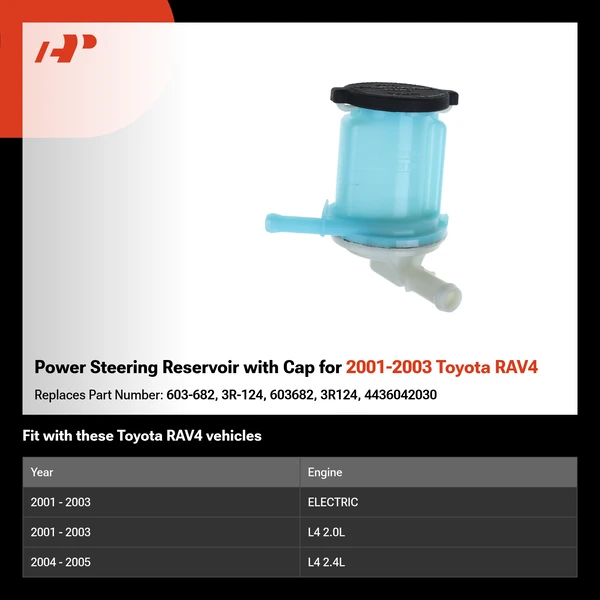 Power Steering Reservoir with Cap for 2001-2003 Toyota RAV4