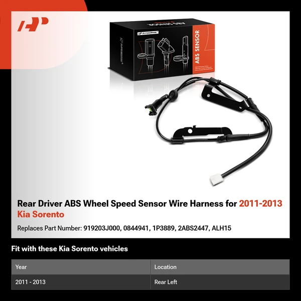 Rear Driver ABS Wheel Speed Sensor Wire Harness for 2011-2013 Kia Sorento