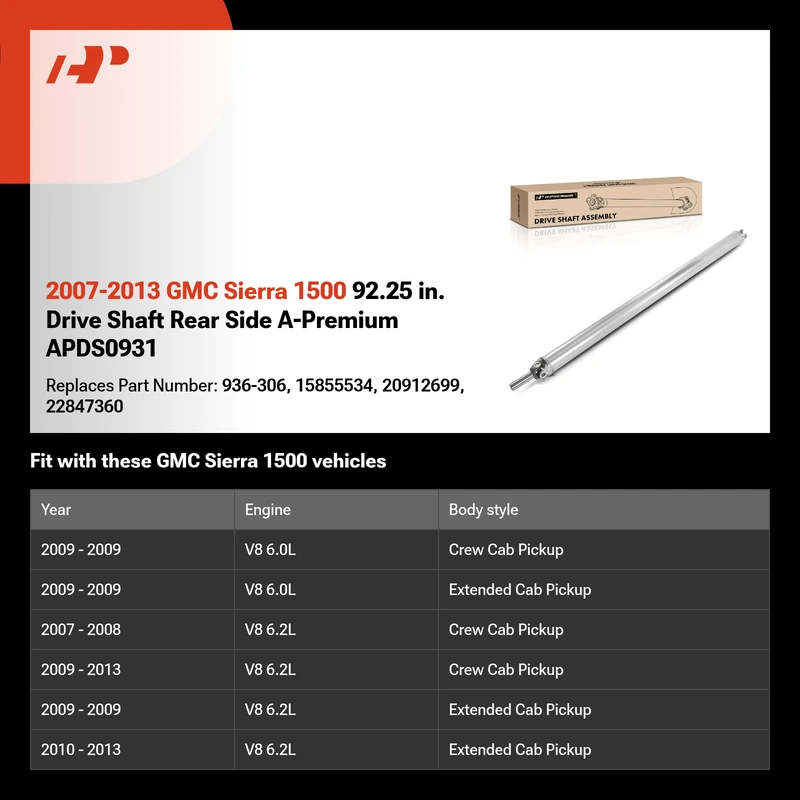 2007-2013 GMC Sierra 1500 92.25 in. Drive Shaft Rear Side A-Premium APDS0931