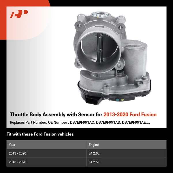 Throttle Body Assembly with Sensor for 2013-2020 Ford Fusion