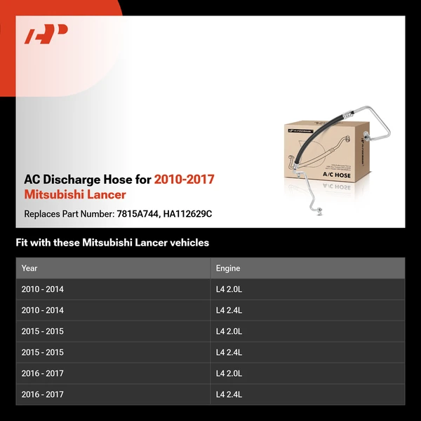 AC Discharge Hose for 2010-2017 Mitsubishi Lancer