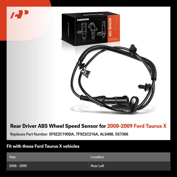 Rear Driver ABS Wheel Speed Sensor for 2008-2009 Ford Taurus X