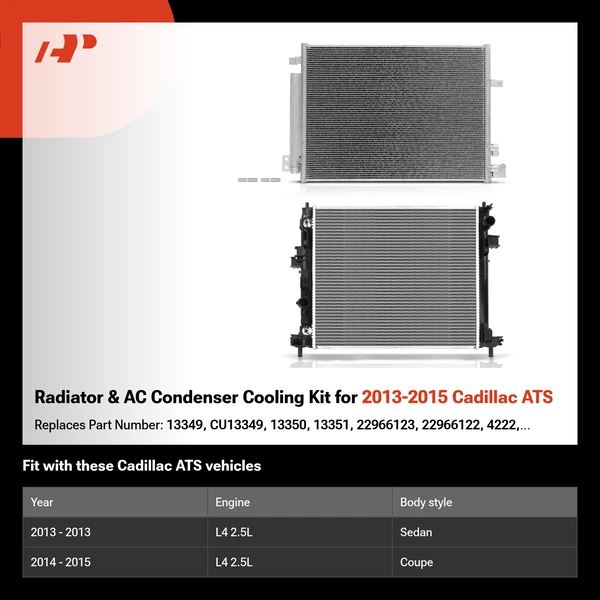 Radiator & AC Condenser Cooling Kit for 2013-2015 Cadillac ATS