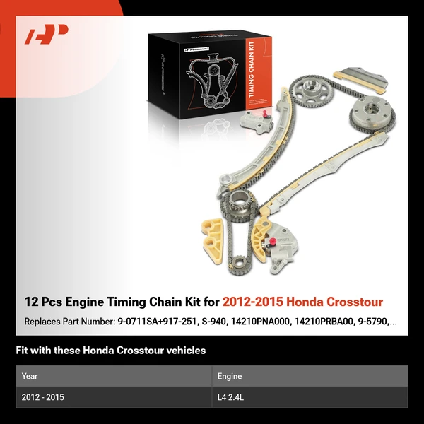 12 Pcs Engine Timing Chain Kit for 2012-2015 Honda Crosstour