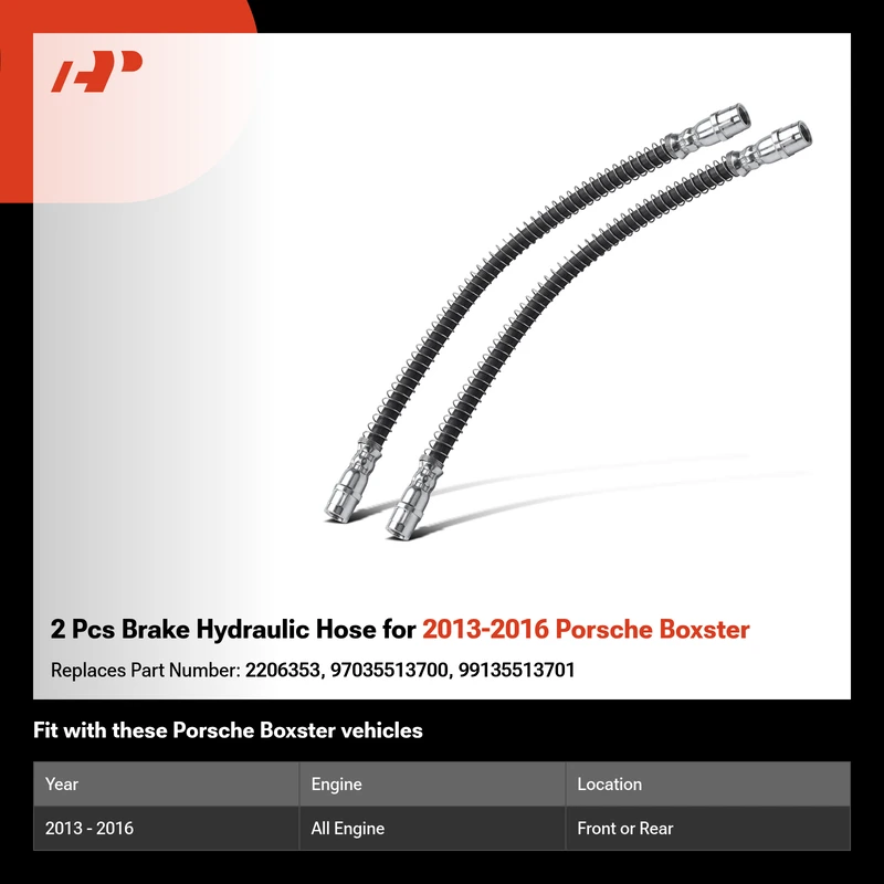 2 Pcs Brake Hydraulic Hose for 2013-2016 Porsche Boxster