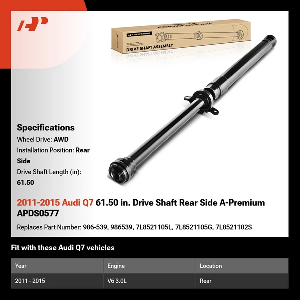 2011-2015 Audi Q7 61.50 in. Drive Shaft Rear Side A-Premium APDS0577