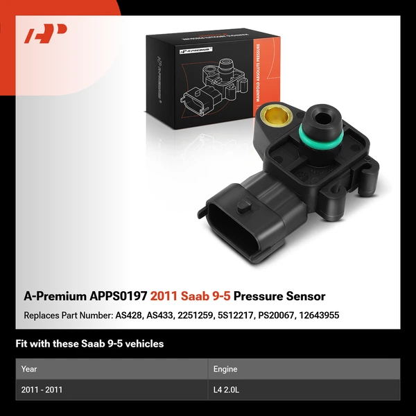 A-Premium APPS0197 2011 Saab 9-5 Pressure Sensor