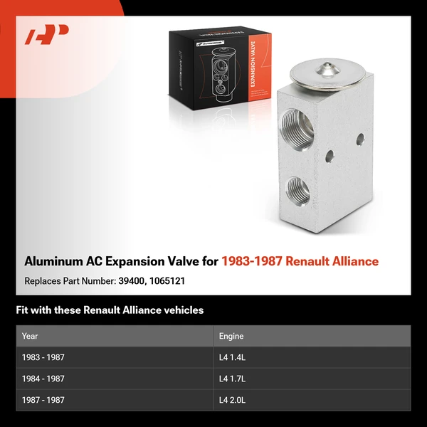 Aluminum AC Expansion Valve for 1983-1987 Renault Alliance