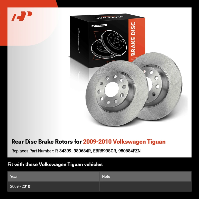 Rear Disc Brake Rotors for 2009-2010 Volkswagen Tiguan