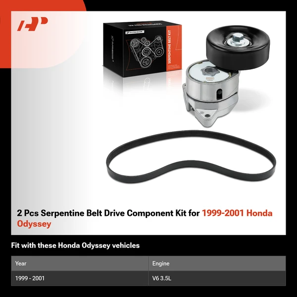 2 Pcs Serpentine Belt Drive Component Kit for 1999-2001 Honda Odyssey