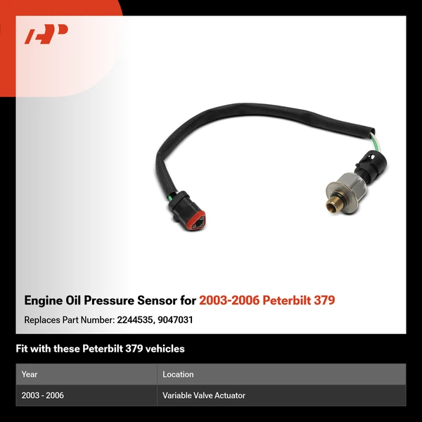 Engine Oil Pressure Sensor for 2003-2006 Peterbilt 379