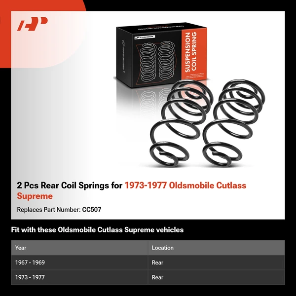 2 Pcs Rear Coil Springs for 1973-1977 Oldsmobile Cutlass Supreme