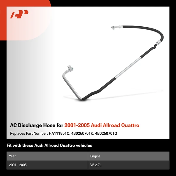 AC Discharge Hose for 2001-2005 Audi Allroad Quattro
