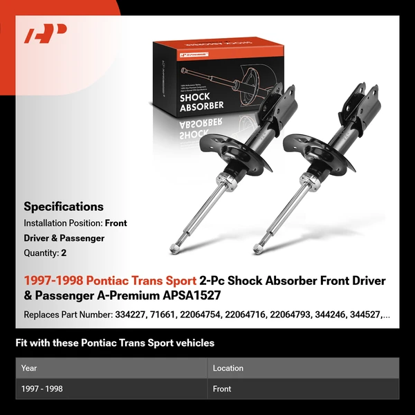 1997-1998 Pontiac Trans Sport 2-Pc Shock Absorber Front Driver & Passenger A-Premium APSA1527