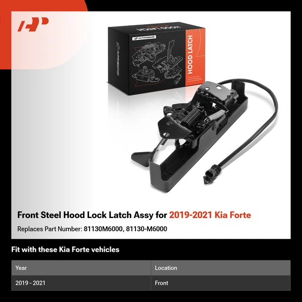 Front Steel Hood Lock Latch Assy for 2019-2021 Kia Forte