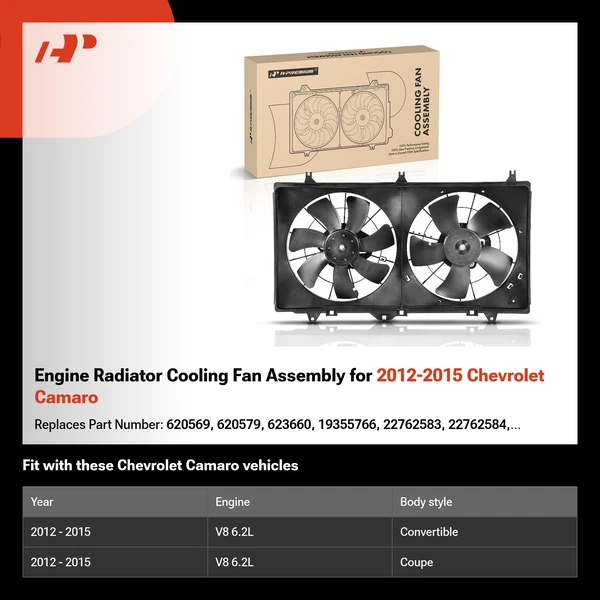 Engine Radiator Cooling Fan Assembly for 2012-2015 Chevrolet Camaro