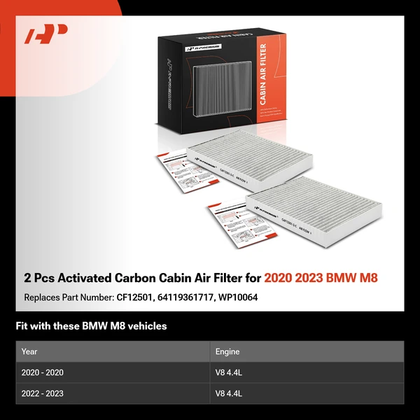2 Pcs Activated Carbon Cabin Air Filter for 2020 2023 BMW M8
